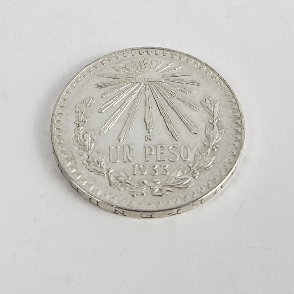 Collectible 1933 Antique 1 Mexican Peso | Rare Silver Currency Century Foreign - Picture 5 of 5